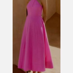 Elegant Pink Halter Dress